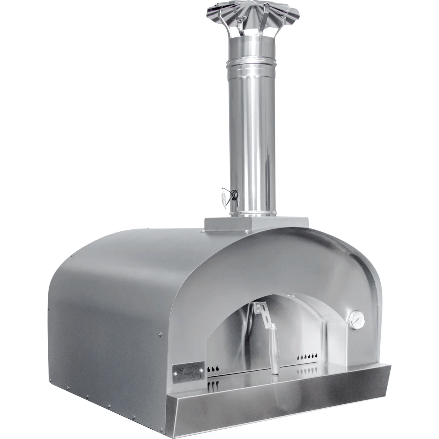Solé Gourmet Italia Wood-fired Oven, Pepe's Pizza Ovens, Outdoor Pizza Ovens, left angle view