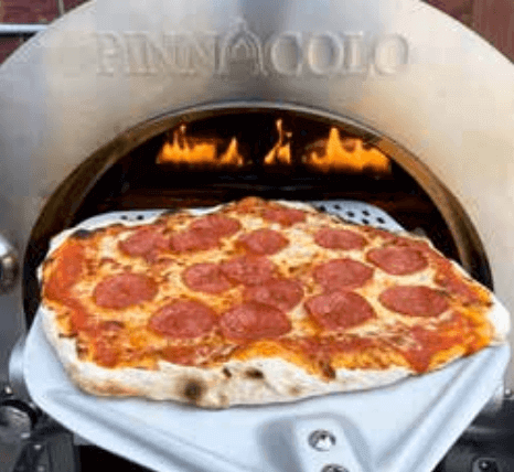 PINNACOLO Ibrido Pizza Oven, Pepe's Pizza Ovens, Outdoor Pizza Ovens, pizza peel and door view