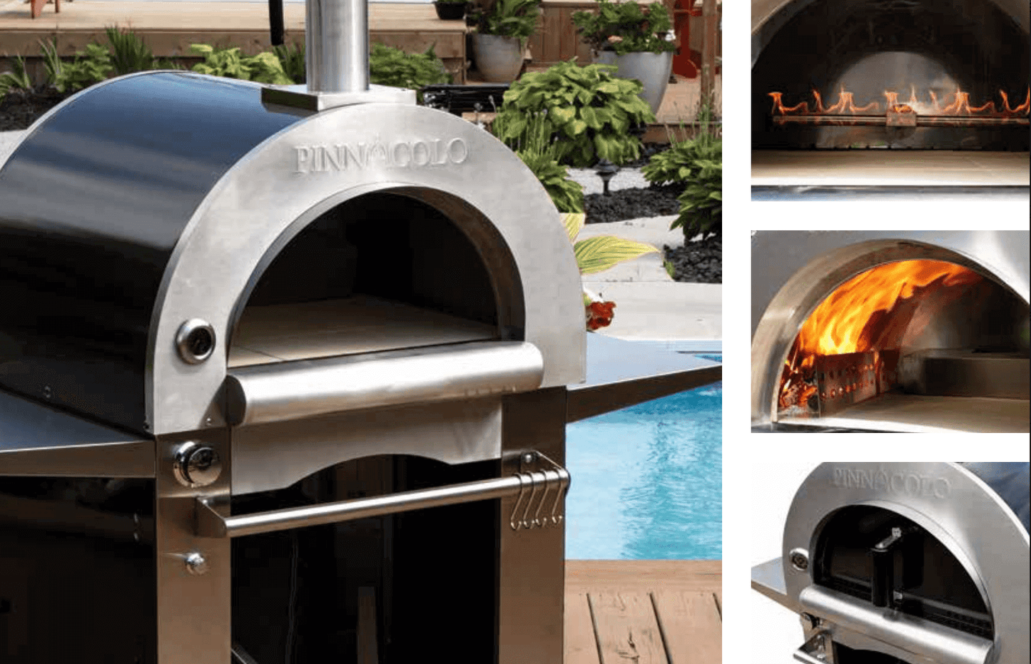 PINNACOLO Ibrido Pizza Oven, Pepe's Pizza Ovens, Outdoor Pizza Ovens, left angle view