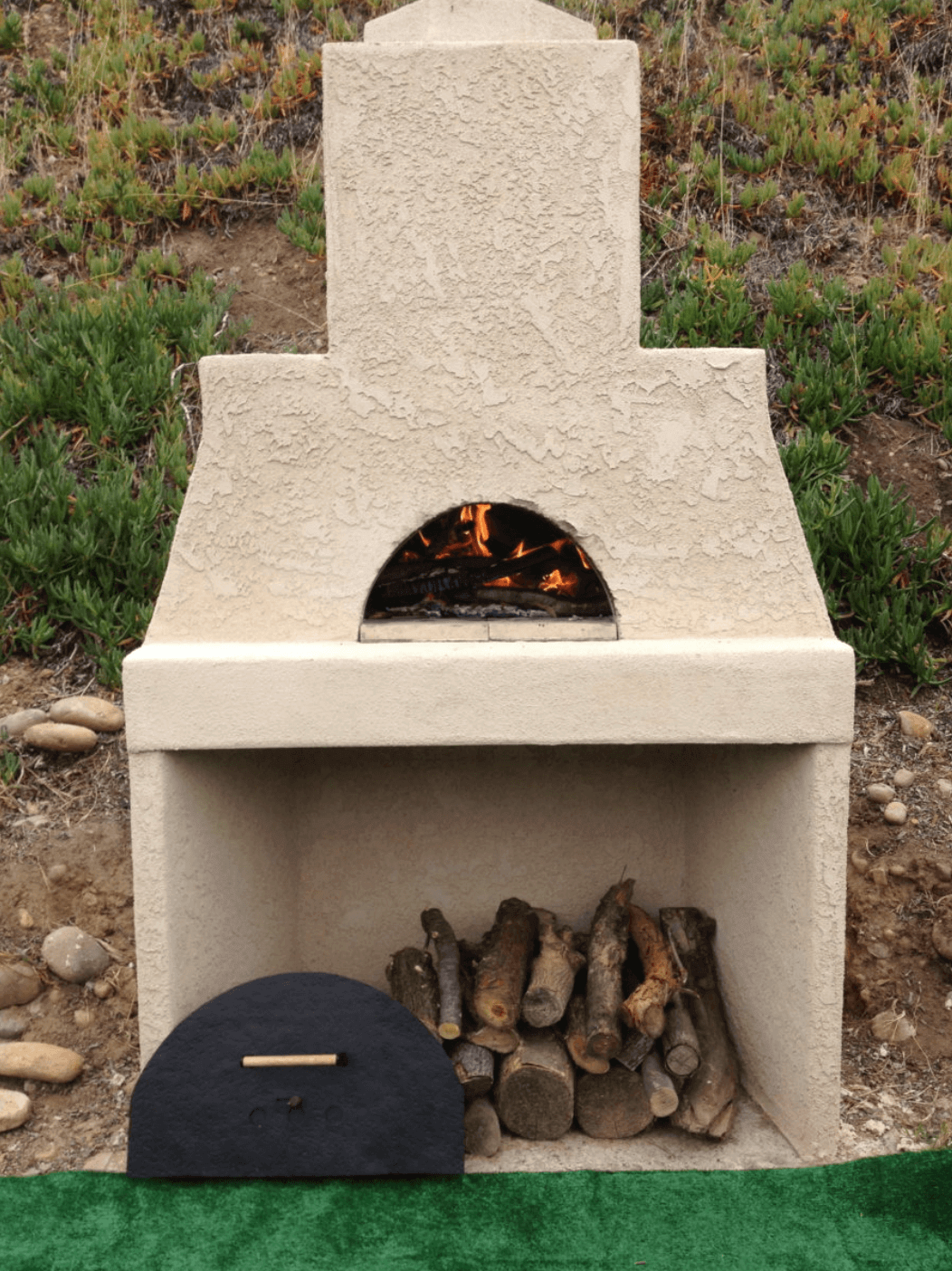 Mason Lite Pizza Oven Full View with wood storage | Pepe's Pizza Ovens